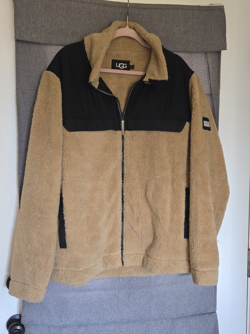 UGG Jacket Mens XL Brown Full Zip Seth Blocked Sherpa Mock Neck Windproof Coat